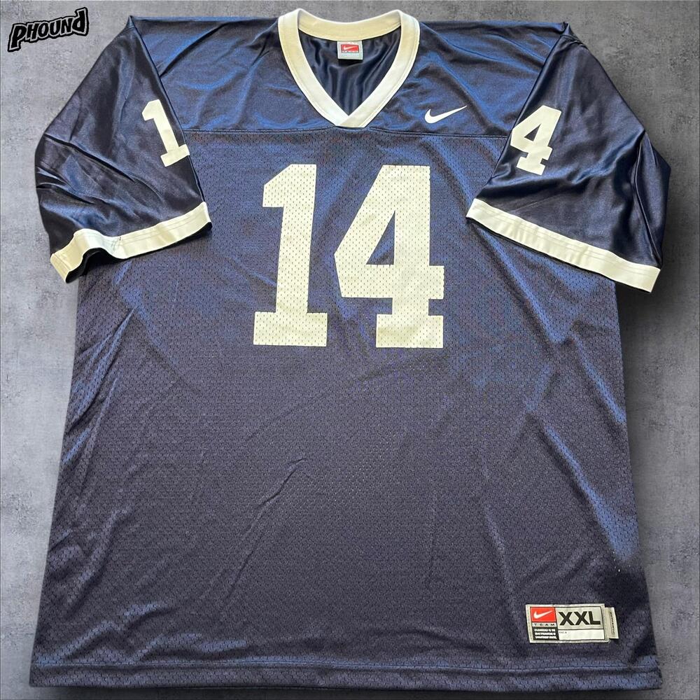 Nike Football Jersey Mens 2XL Navy Blue White Mesh Number 14 Swoosh Authentic